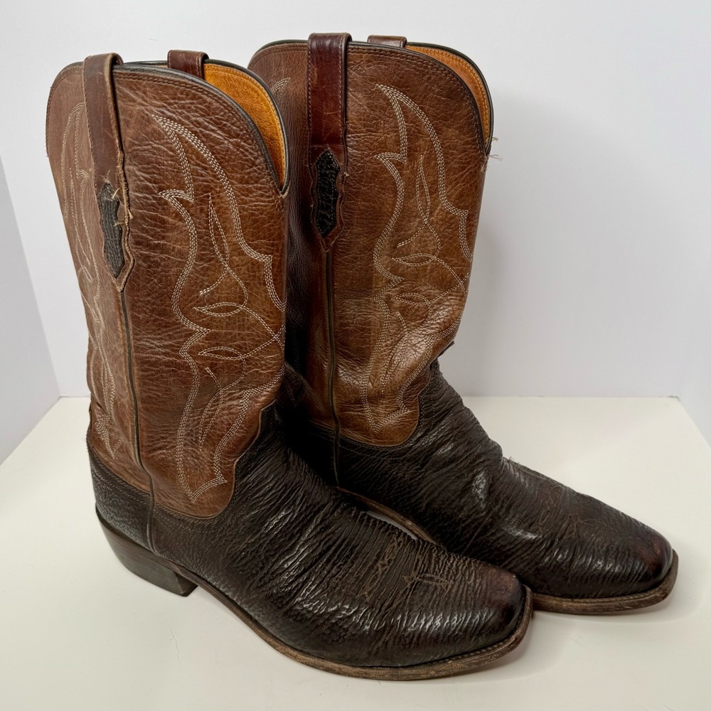 Lucchese Men's Carl Chocolate Sanded
Shark Leather Western Boots
